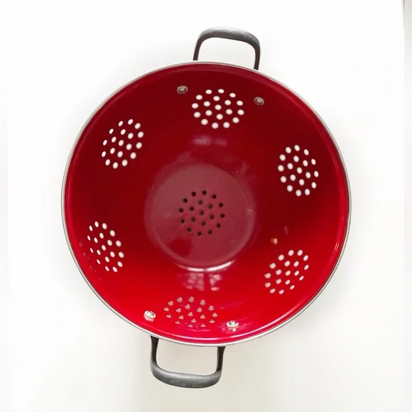 SOLD Large Red Metal Colander - Picture 2 of 4